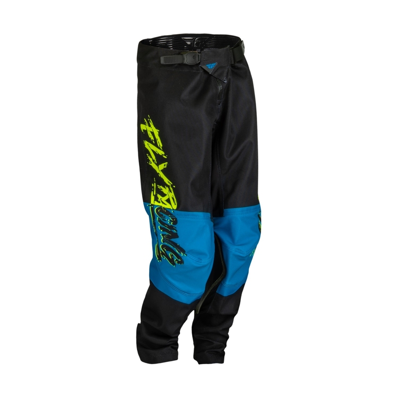 Pantaloni motocross pentru copii FLY Racing Kinetic Khaos hi-vis negru-albastru lichidare