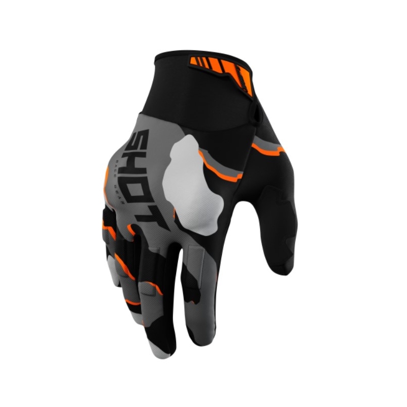 Mănuși de motocross Shot Drift Camo negru-camo-fluo portocaliu lichidare