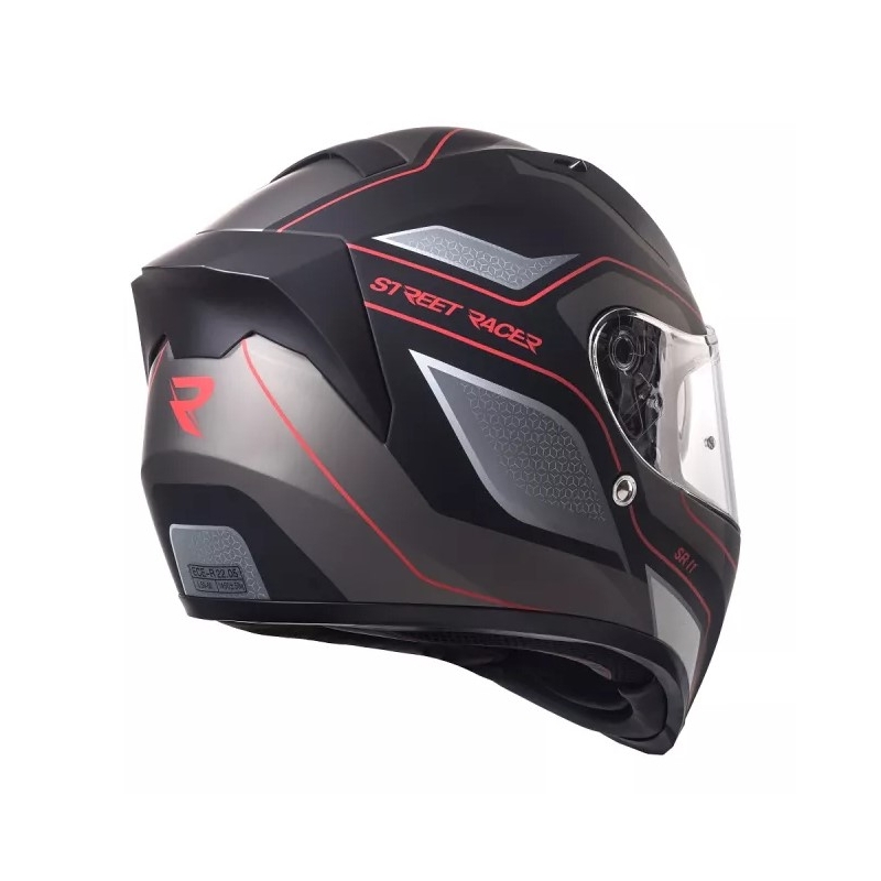 Cască moto Street Racer SR I1 negru-gri-roșu - calitate II