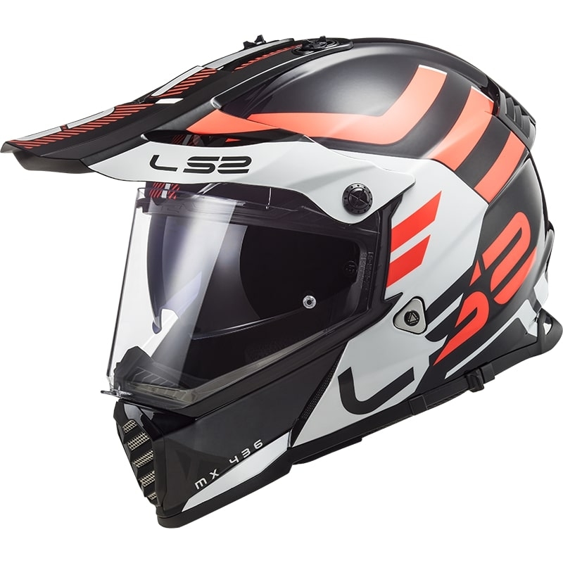 Cască de enduro LS2 MX436 Pioneer EVO Adventurer negru-alb-alb-portocaliu