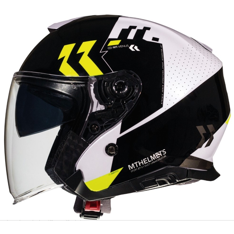 Cască de motocicletă deschisă MT Thunder 3 SV Venus negru-alb-alb-galben-fluo - Grad II