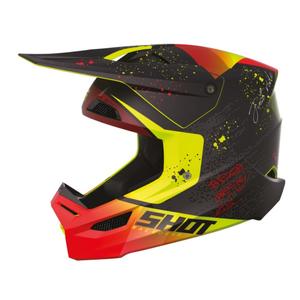 Cască de motocross pentru copii Shot Furious Matrix roșu-negru-galben-fluo