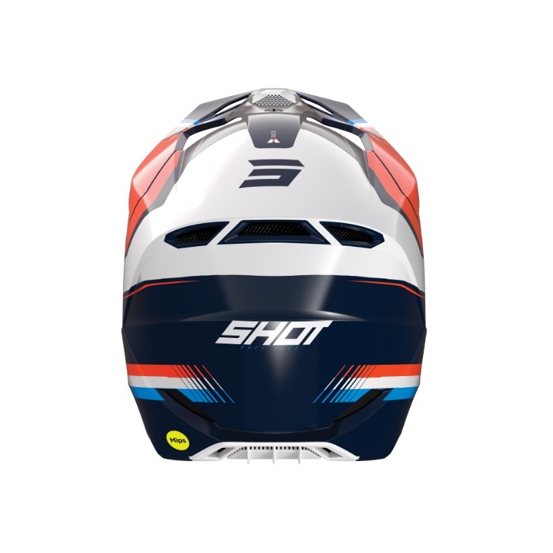 Cască de motocros pentru copii Shot Race Tracer alb-albastru-portocaliu