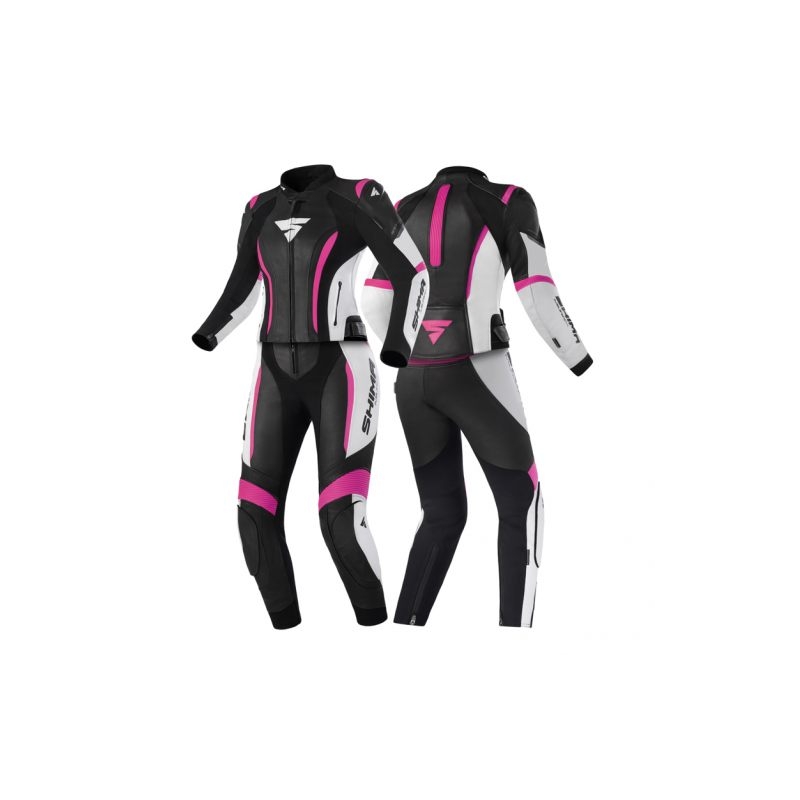 Costum moto dama Shima Miura 2.0 negru-alb-roz