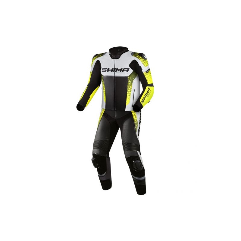 Costum moto Shima STR 2.0 negru-alb-galben fluo