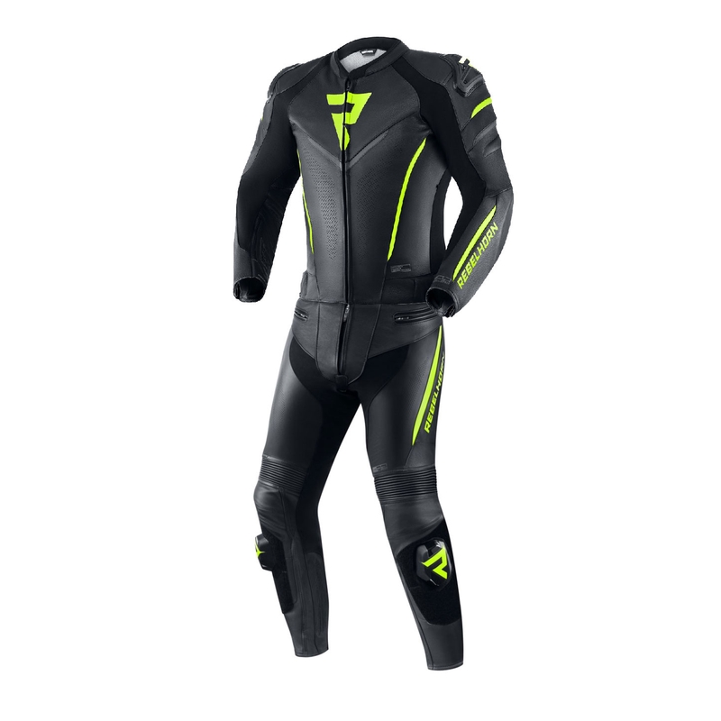 Costum moto Rebelhorn Fighter negru-galben fluo lichidare
