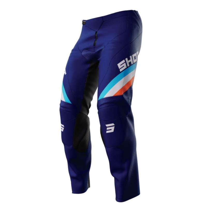 Pantaloni motocross pentru copii Shot Raw Kid Tracer alb și albastru lichidare