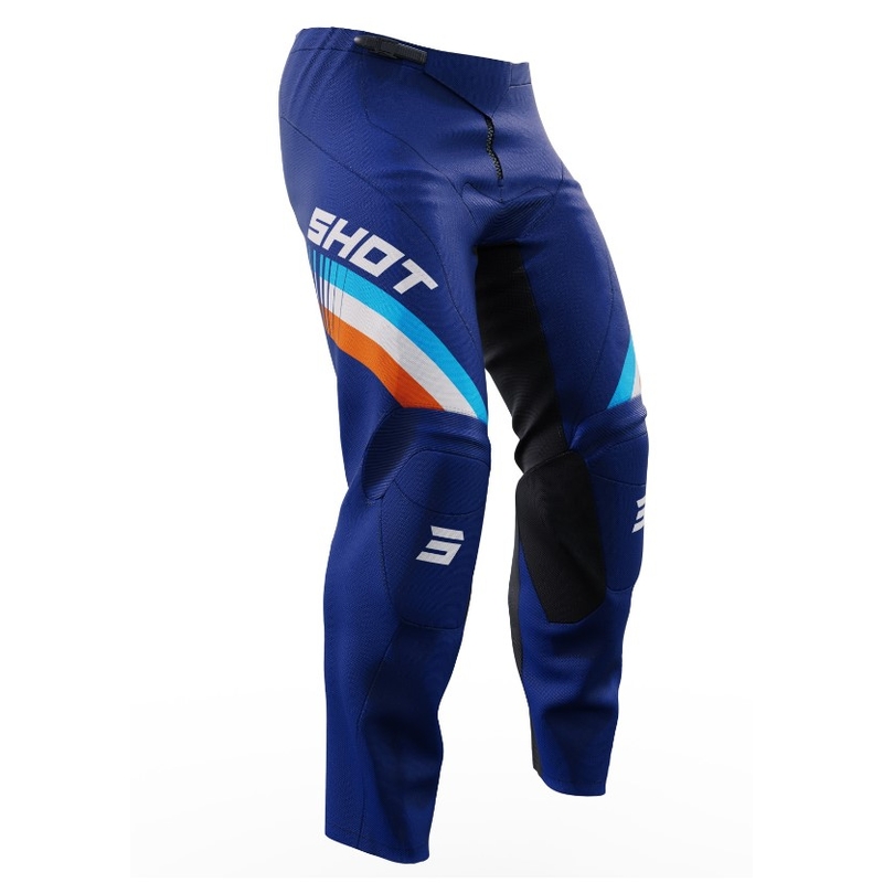 Pantaloni motocross pentru copii Shot Raw Kid Tracer alb și albastru lichidare