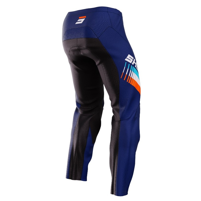 Pantaloni motocross pentru copii Shot Raw Kid Tracer alb și albastru lichidare