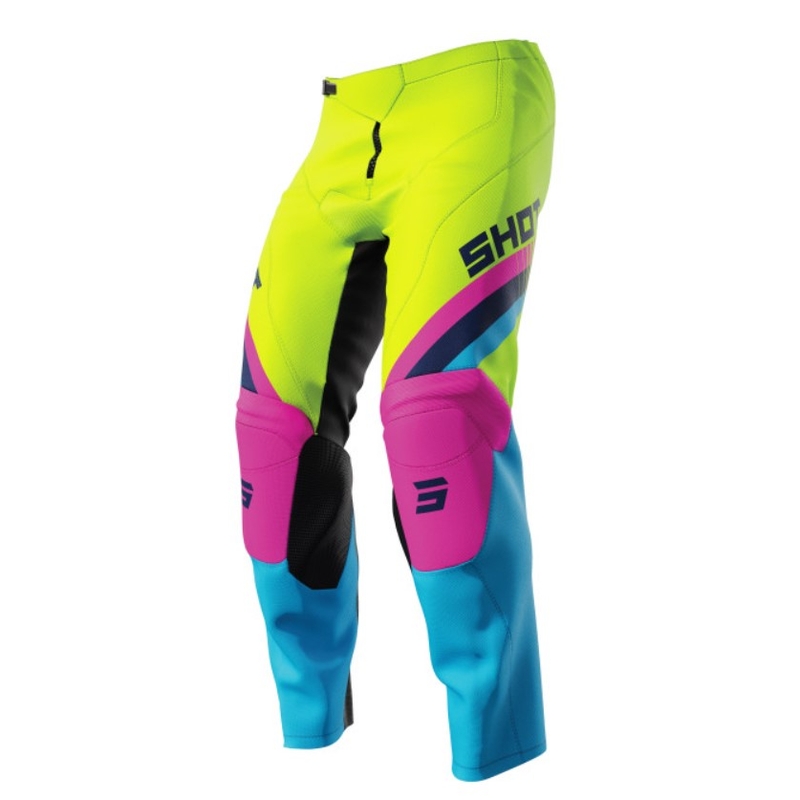Shot Raw Kid Tracer Pink-Blue-Fluo Yellow Pantaloni Motocross pentru copii lichidare