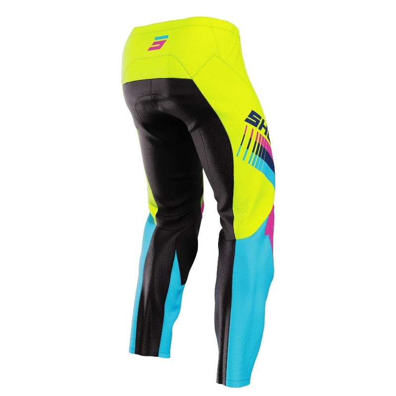 Shot Raw Kid Tracer Pink-Blue-Fluo Yellow Pantaloni Motocross pentru copii lichidare
