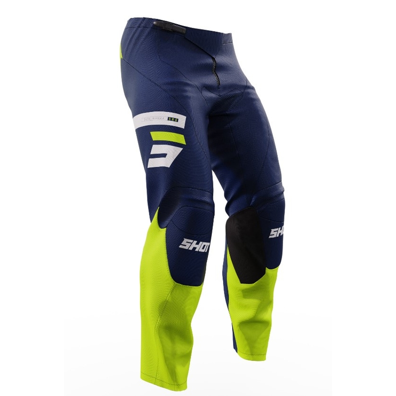 Pantaloni de motocross pentru copii Shot Raw Kid Reflex albastru-fluo-galben