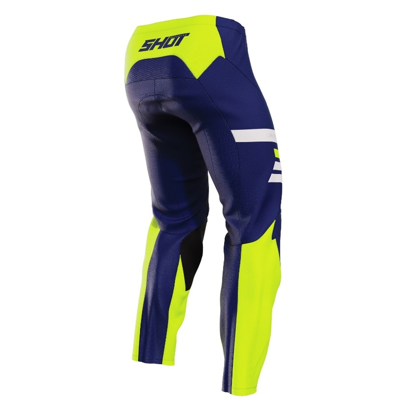 Pantaloni de motocross pentru copii Shot Raw Kid Reflex albastru-fluo-galben