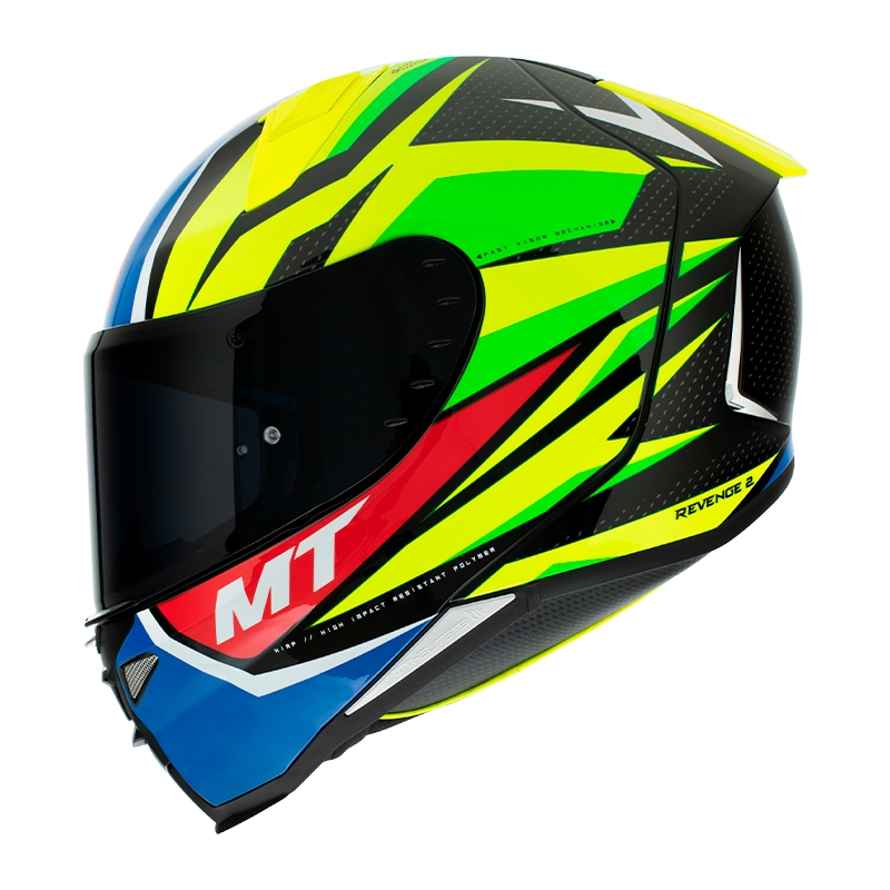 MT FF110 Revenge 2 Kley cască de motocicletă integrală de culoare albastru-fluo-galbenă MT FF110 Revenge 2 Kley lichidare