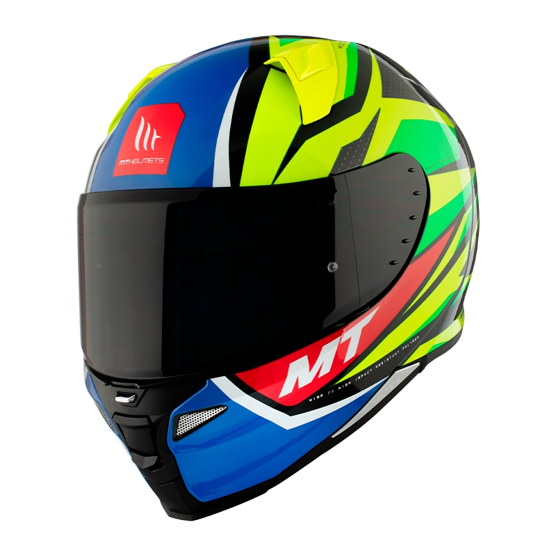 MT FF110 Revenge 2 Kley cască de motocicletă integrală de culoare albastru-fluo-galbenă MT FF110 Revenge 2 Kley lichidare