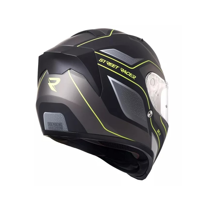 Cască moto Street Racer SR I1 negru-gri-galben fluorescent - calitate II