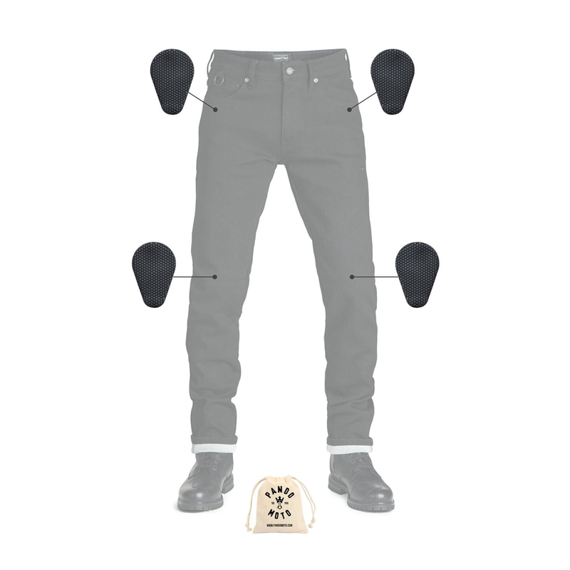 Blugi de motocicletă PANDO MOTO MOTO Oțel Negru 02 negru lichidare