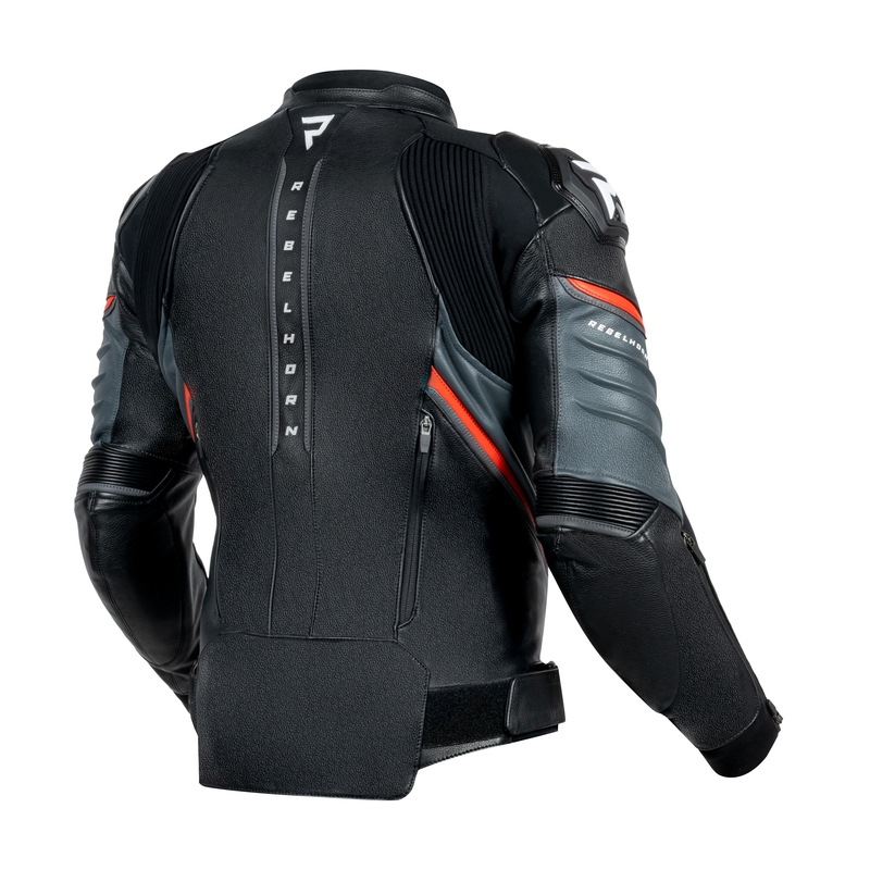 Rebelhorn Veloce Negru-Fluo Red Jacheta de motocicletă din piele de culoare negru-fluo roșu
