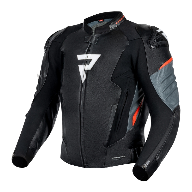 Rebelhorn Veloce Negru-Fluo Red Jacheta de motocicletă din piele de culoare negru-fluo roșu