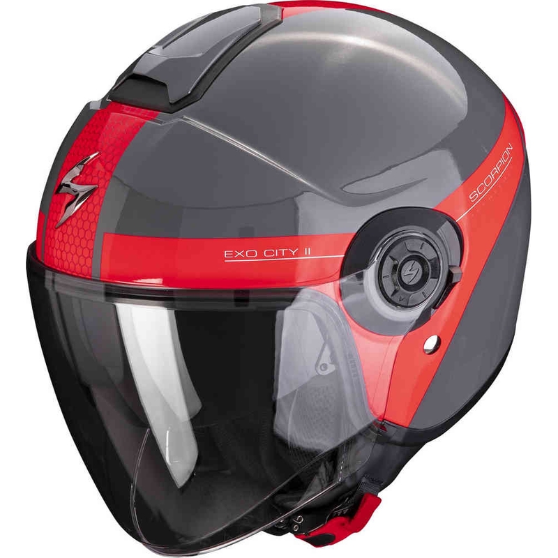 Cască deschisă Scorpion EXO-CITY II Short gri-roșu