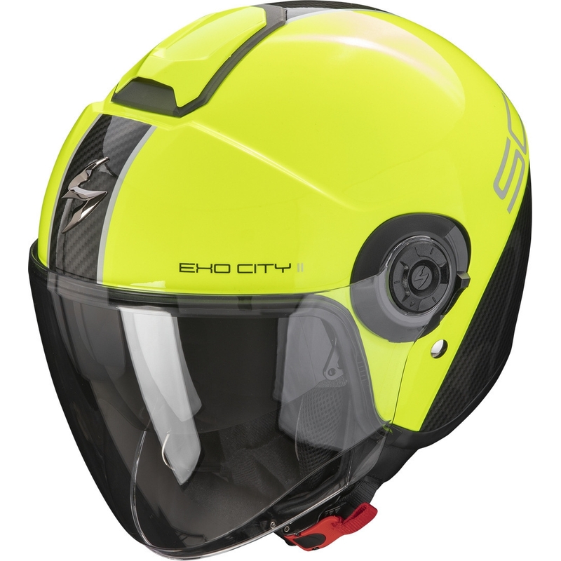 Cască deschisă Scorpion EXO-CITY II Carbo fluo galben-negru