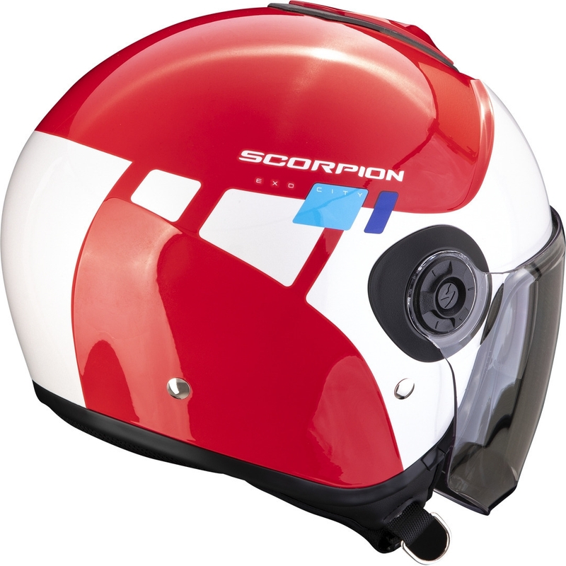 Cască deschisă Scorpion EXO-CITY II Mall roșu-alb-albastru