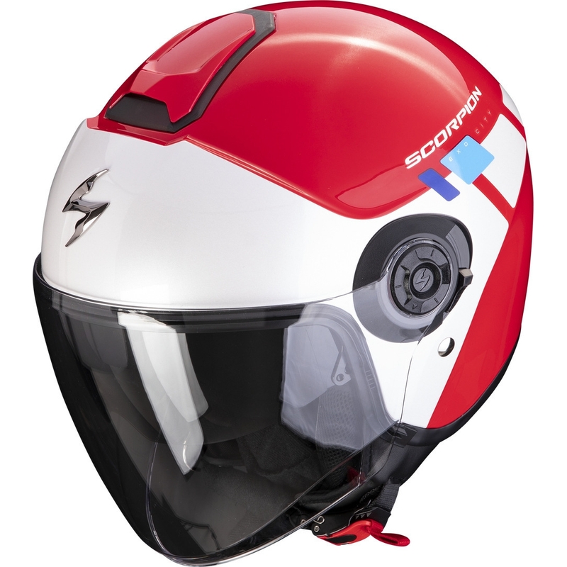 Cască deschisă Scorpion EXO-CITY II Mall roșu-alb-albastru