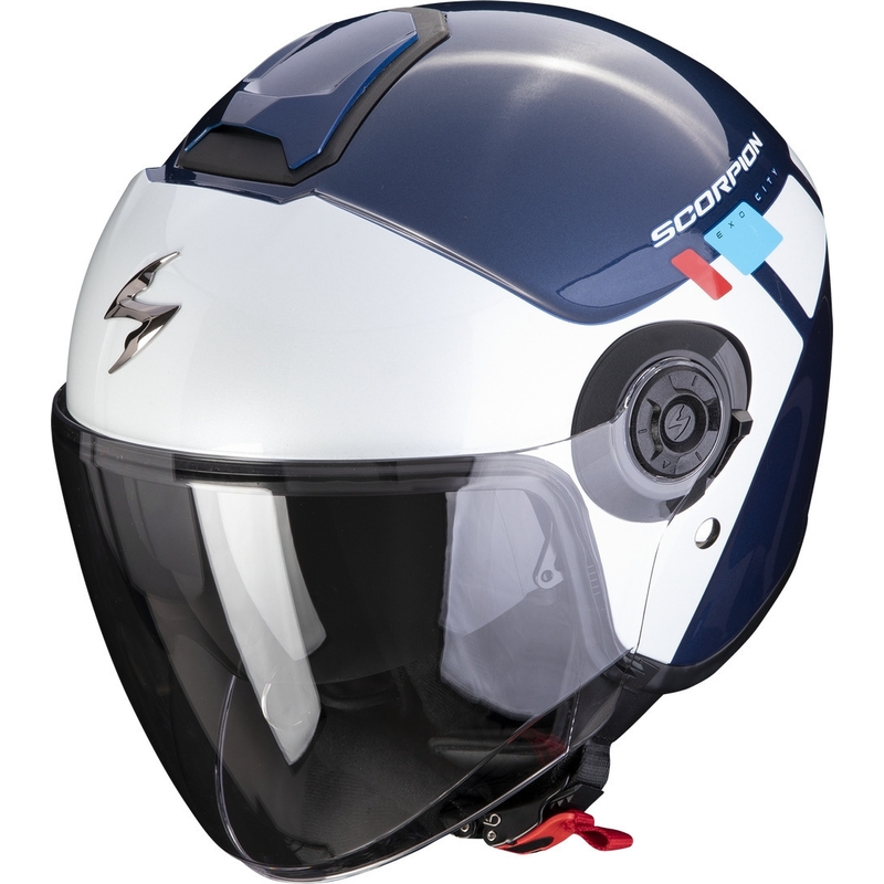 Cască de protecție deschisă Scorpion EXO-CITY II Mall albastru-alb-roșu lichidare