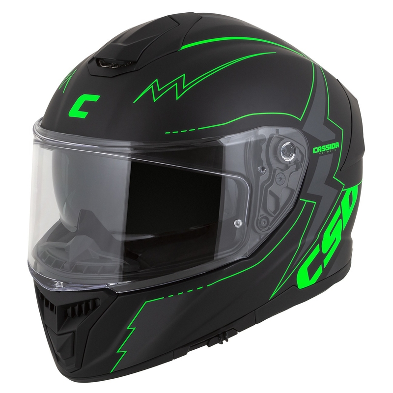 Cască de motocicletă Integral Cassida Integral GT 2.1 Flash negru-verde-fluo-gri