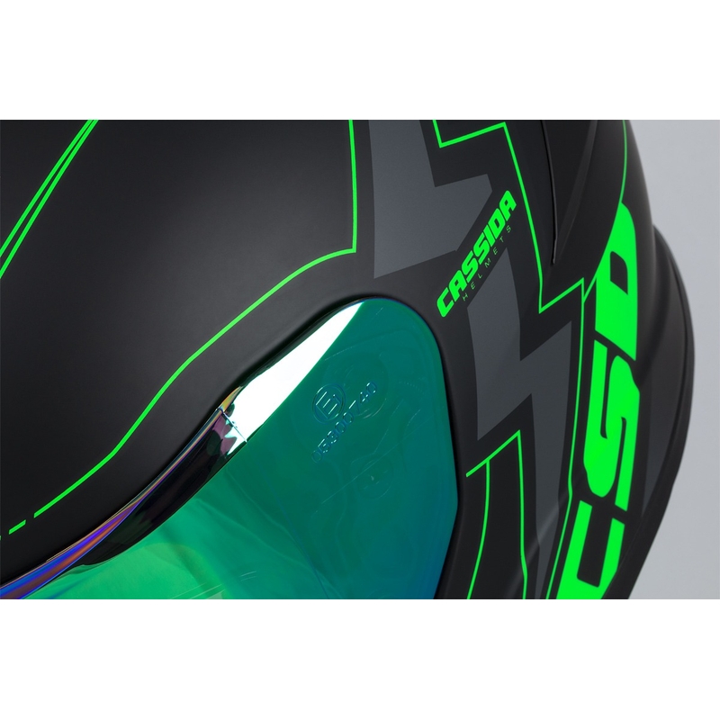 Cască de motocicletă Integral Cassida Integral GT 2.1 Flash negru-verde-fluo-gri