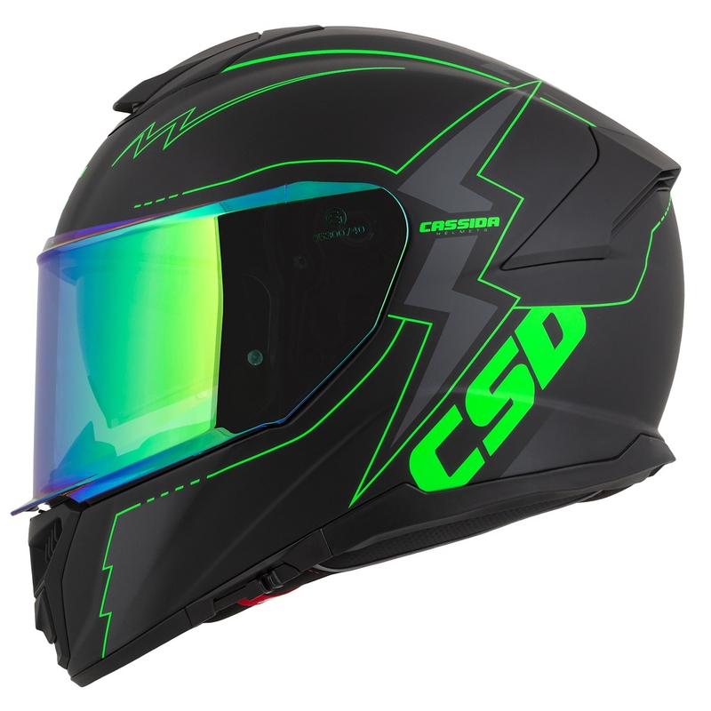 Cască de motocicletă Integral Cassida Integral GT 2.1 Flash negru-verde-fluo-gri