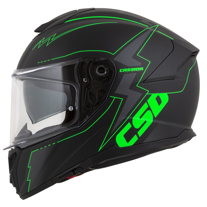 Cască de motocicletă Integral Cassida Integral GT 2.1 Flash negru-verde-fluo-gri
