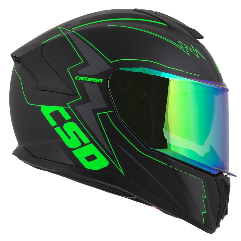 Cască de motocicletă Integral Cassida Integral GT 2.1 Flash negru-verde-fluo-gri