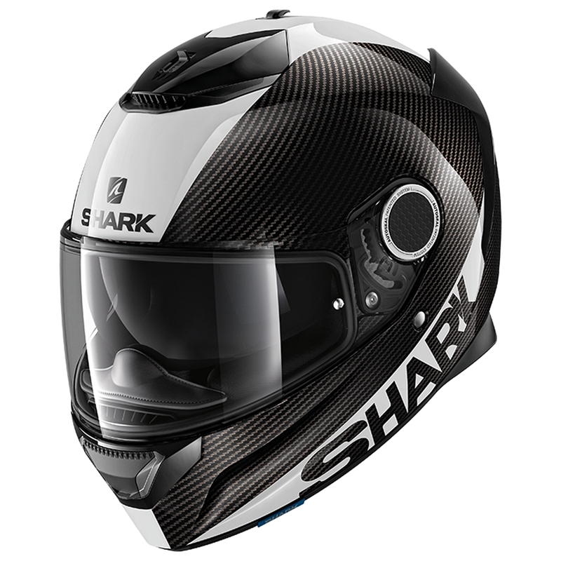 SHARK Spartan Spartan Spartan Carbon Skin 1.2 cască de motocicletă integrală alb-negru și alb