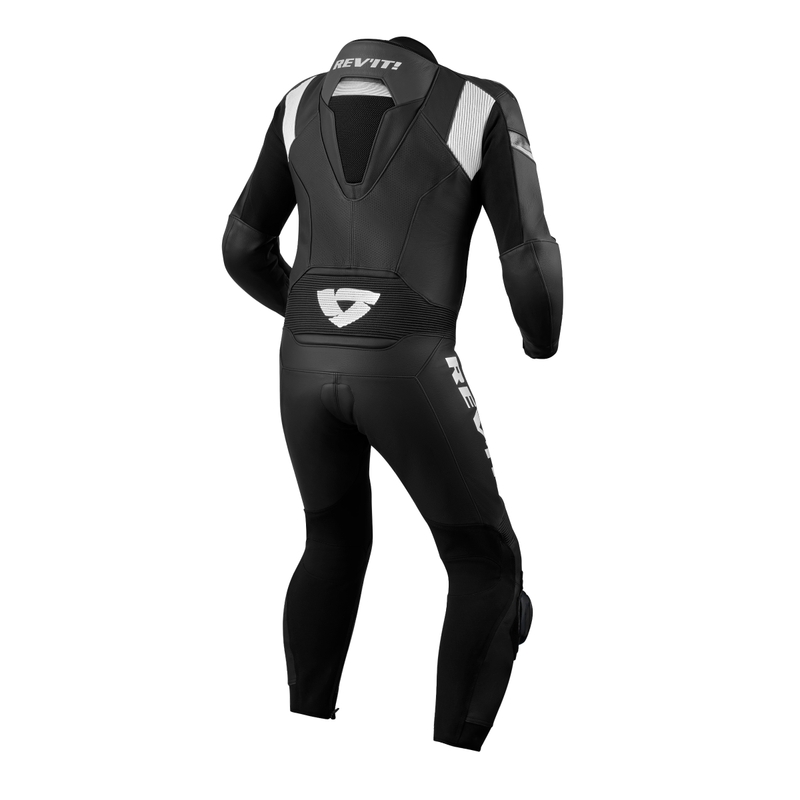Costum motocicletă dintr-o singură piesă Revit Argon 2 alb-negru