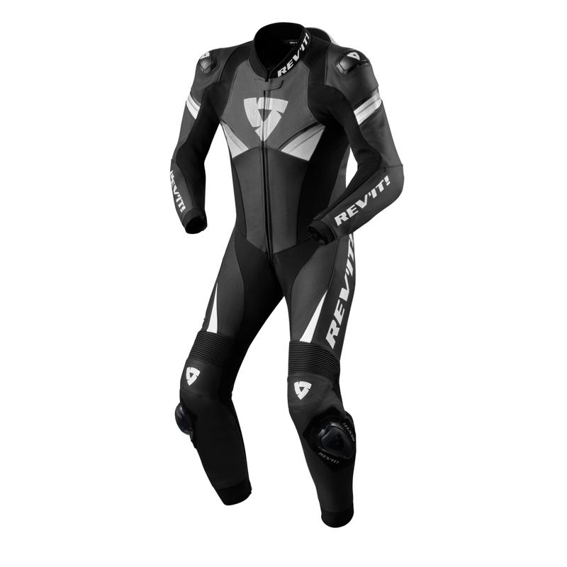 Costum motocicletă dintr-o singură piesă Revit Argon 2 alb-negru
