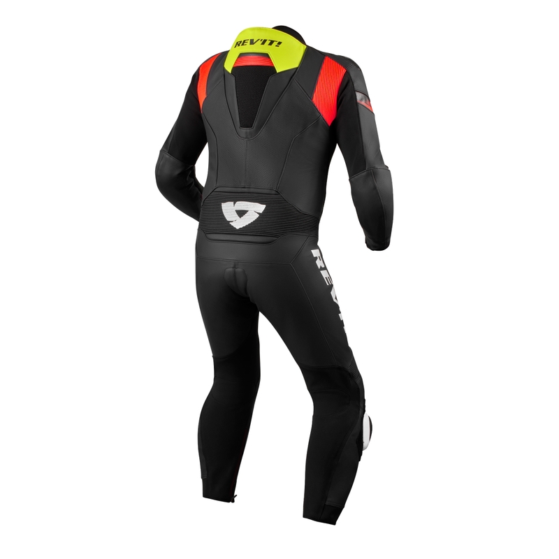 Costum moto dintr-o bucată Revit Argon 2 negru-galben fluo