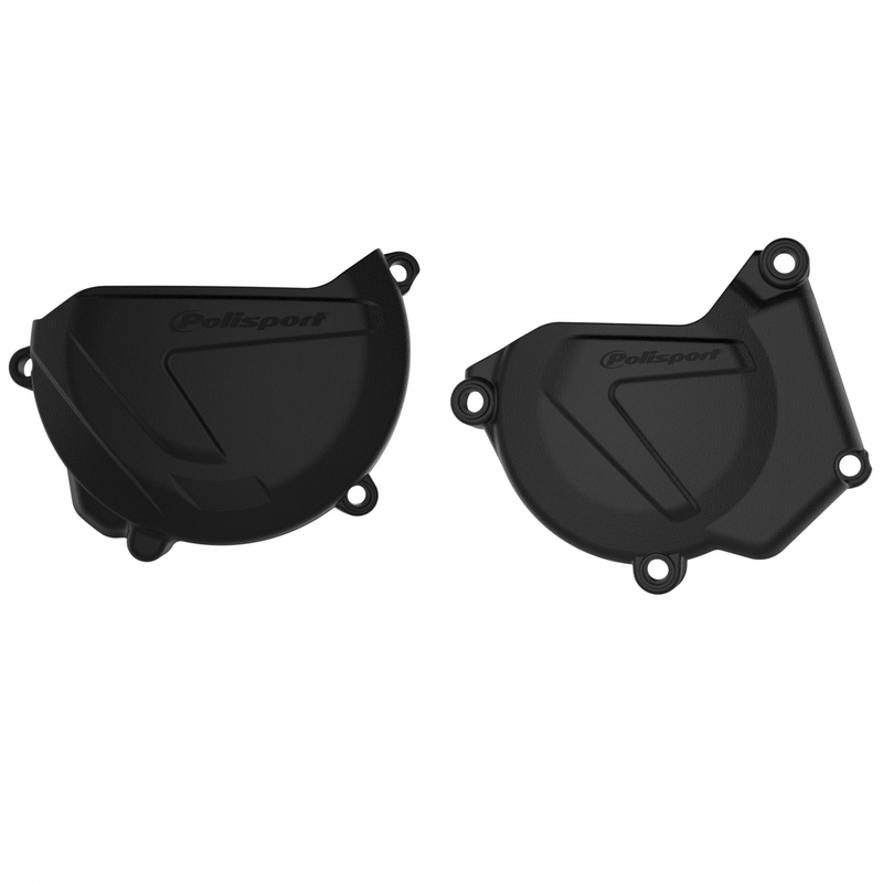 Clutch and ignition cover protector kit POLISPORT Negru pentru YAMAHA YZ 250 2005-2026