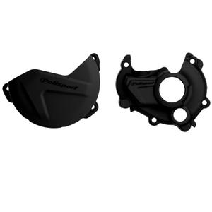 Clutch and ignition cover protector kit POLISPORT 90941 Negru