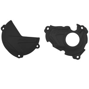 Clutch and ignition cover protector kit POLISPORT 90943 Negru