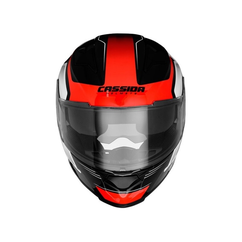 Cască de motocicletă Cassida Apex Fusion negru-alb-roșu-fluo - clasa II