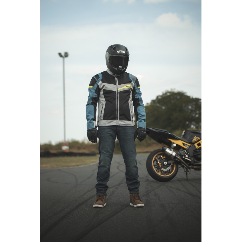 Oxford Dakar D2D Air jacheta de motocicletă Oxford Dakar D2D Air argintiu-albastru-galben-fluo