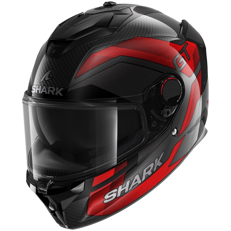Cască integrală pentru motociclete SHARK SPARTAN GT PRO Carbon Ritmo negru-roșu