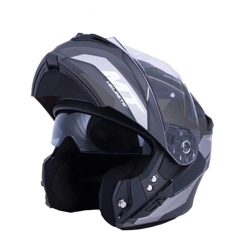 Cască de motociclist MT Storm ST-ONE negru-cenușiu tip-up - Grad II
