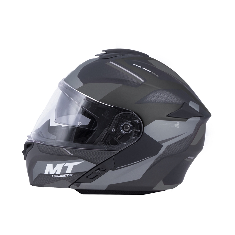 Cască de motociclist MT Storm ST-ONE negru-cenușiu tip-up - Grad II