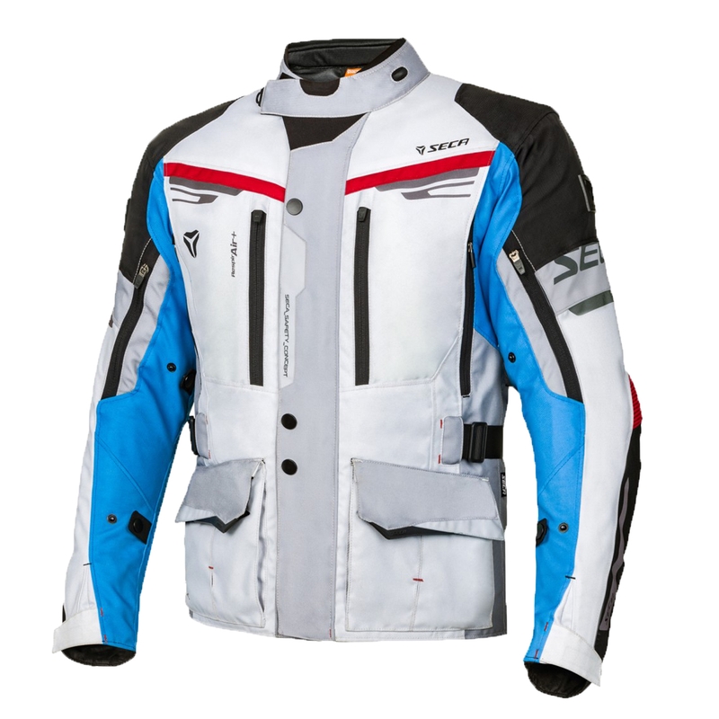 Geacă de motocicletă SECA Arrakis II gri-albastru-roșu