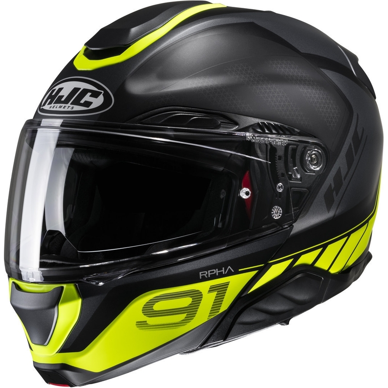 Cască de motocicletă pliabilă HJC RPHA 91 Rafino MC3HSF negru-galben fluo