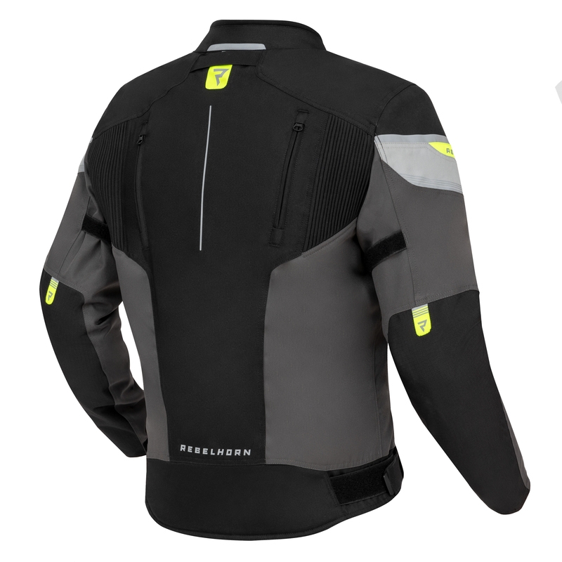 Jachetă de motociclist Rebelhorn Spark negru-cenușiu-gri-galben-fluo lichidare