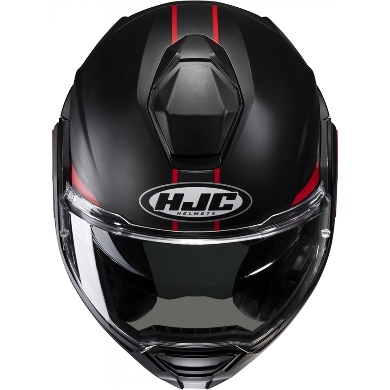 Cască de motocicletă rabatabilă HJC i100 Beis MC1SF negru-roșu
