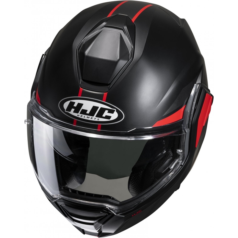 Cască de motocicletă rabatabilă HJC i100 Beis MC1SF negru-roșu
